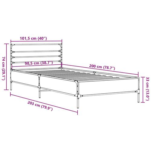 Sengeramme 100x200 cm konstrueret træ og metal sonoma-eg