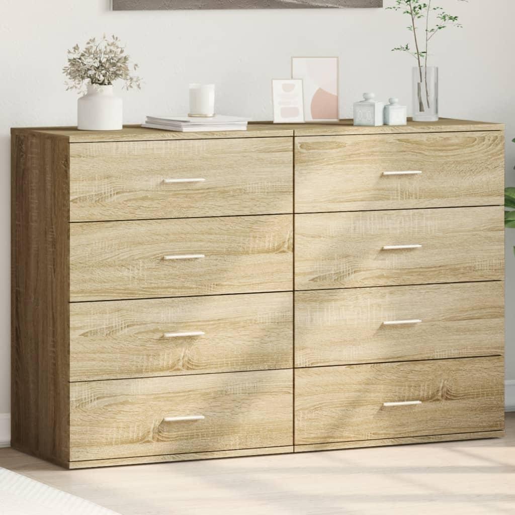 Kommoder 2 stk. i sonoma-eg - 60×39×80 cm konstrueret træ billede