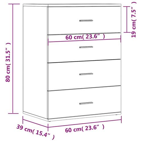 Kommoder 2 stk. 60x39x80 cm konstrueret træ røget egetræsfarve