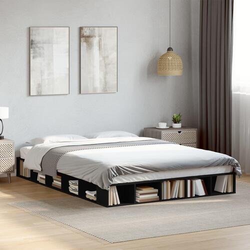 Sengestel 160x200 cm massivt træ sort