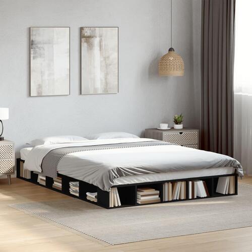 Sengestel 140x200 cm massivt træ sort