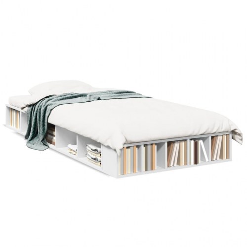 Sengeramme med opbevaring 100 x 200 cm - hvid