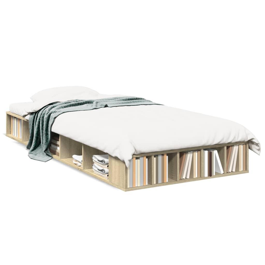 Sengeramme 90x200 cm konstrueret træ sonoma-eg billede