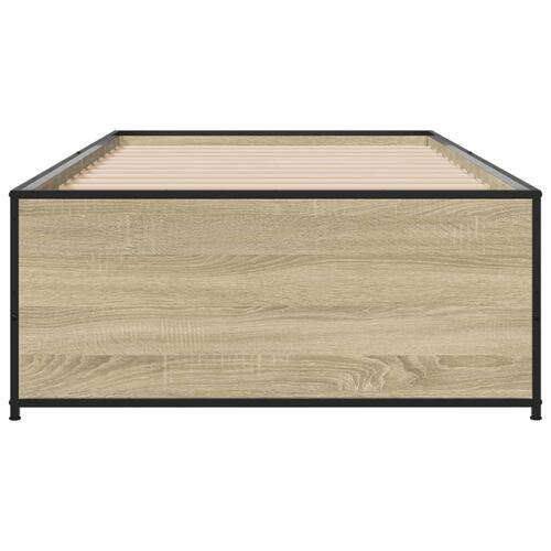 Sengeramme 90x190 cm konstrueret træ og metal sonoma-eg