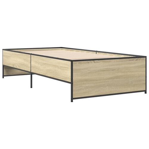 Sengeramme 90x190 cm konstrueret træ og metal sonoma-eg