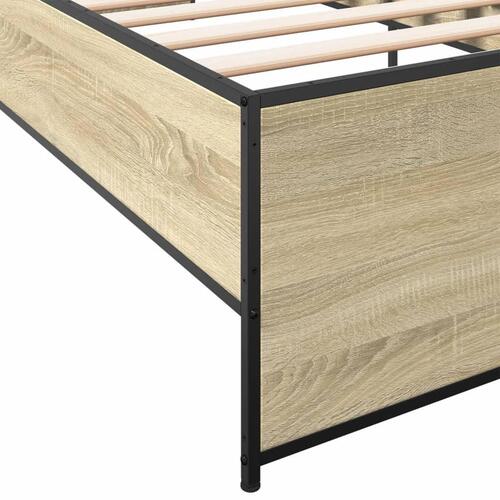 Sengeramme 90x190 cm konstrueret træ og metal sonoma-eg