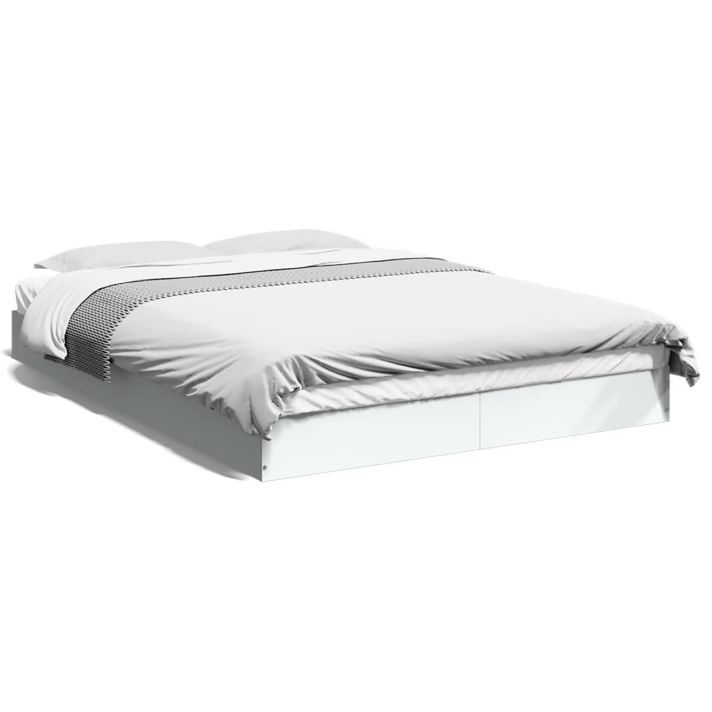 Sengestel 135x190 cm konstrueret træ hvid billede