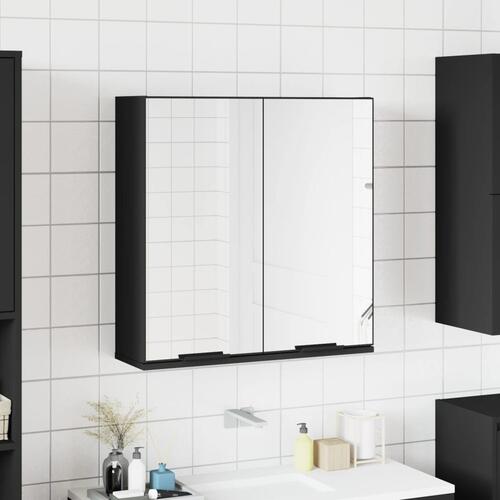Badeværelsesskab med spejl 64x20x67 cm konstrueret træ sort