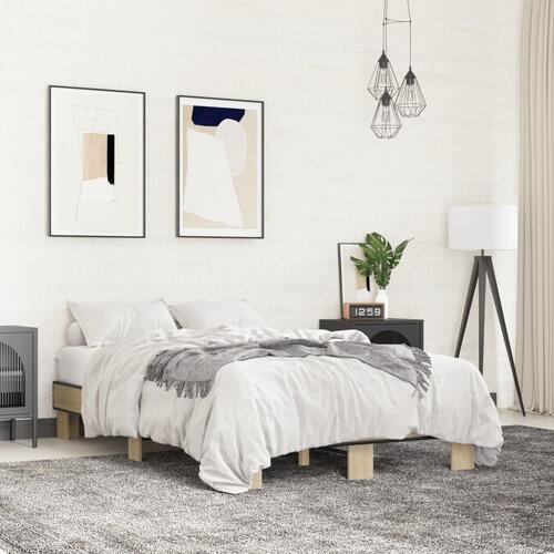 Sengestel 140x200 cm konstrueret træ og metal sonoma-eg