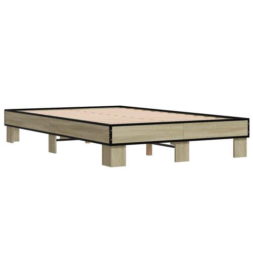 Sengestel 140x200 cm konstrueret træ og metal sonoma-eg