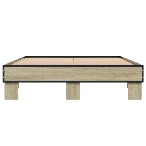 Sengestel 140x200 cm konstrueret træ og metal sonoma-eg