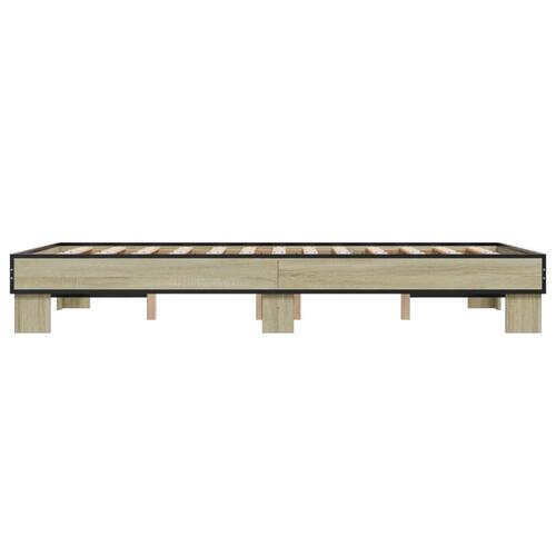 Sengestel 140x200 cm konstrueret træ og metal sonoma-eg