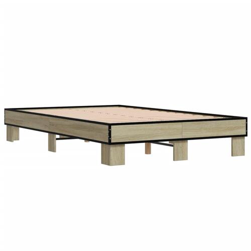 Sengestel 140x200 cm konstrueret træ og metal sonoma-eg