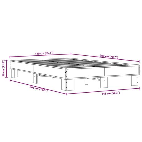 Sengestel 140x200 cm konstrueret træ og metal sonoma-eg