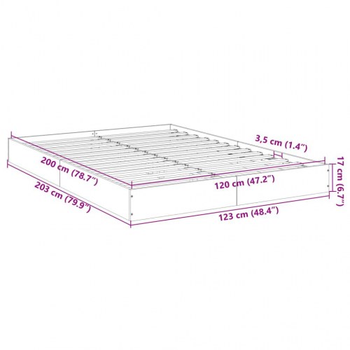 Sengeramme 120x200 cm uden madras konstrueret træ brunt eg