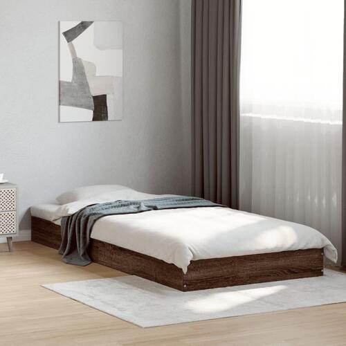 Sengeramme 75x190 cm uden madras konstrueret træ brunt eg