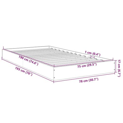 Sengeramme 75x190 cm uden madras konstrueret træ brunt eg