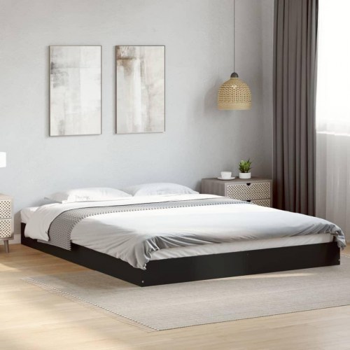 Sengestel uden madras 160x200 cm konstrueret træ sort
