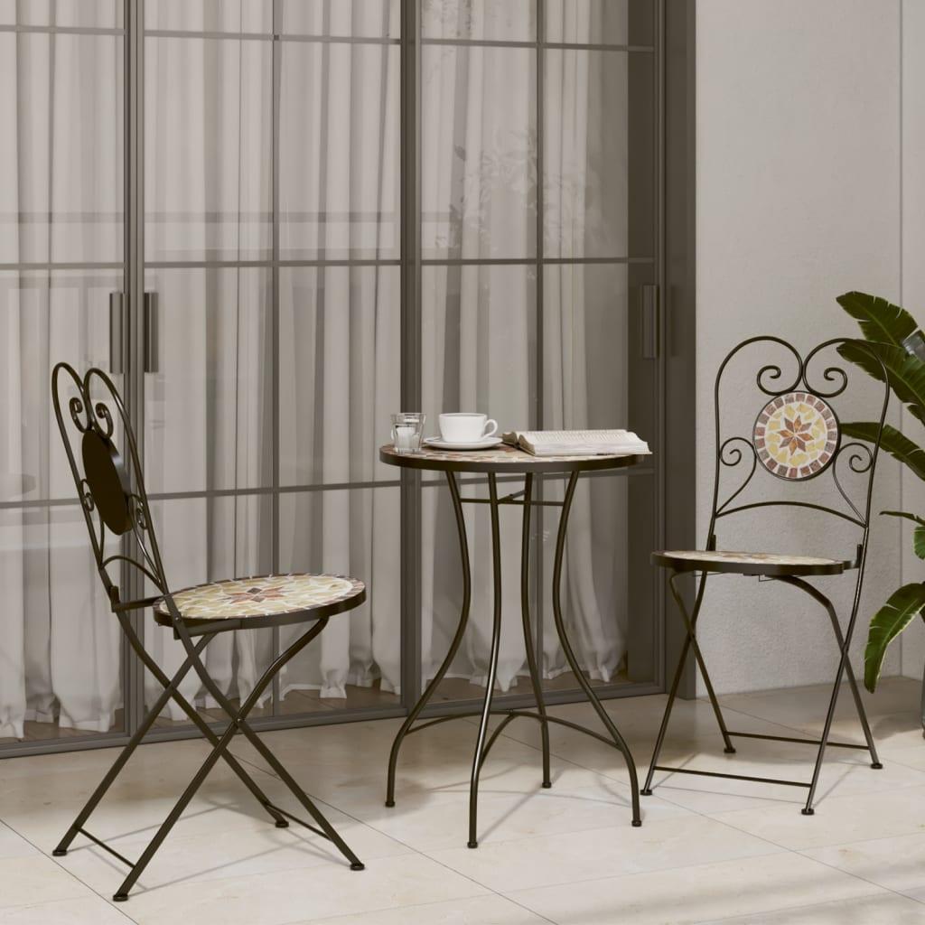 Bistrosæt med mosaikdesign jern og keramik terrakotta og hvid billede