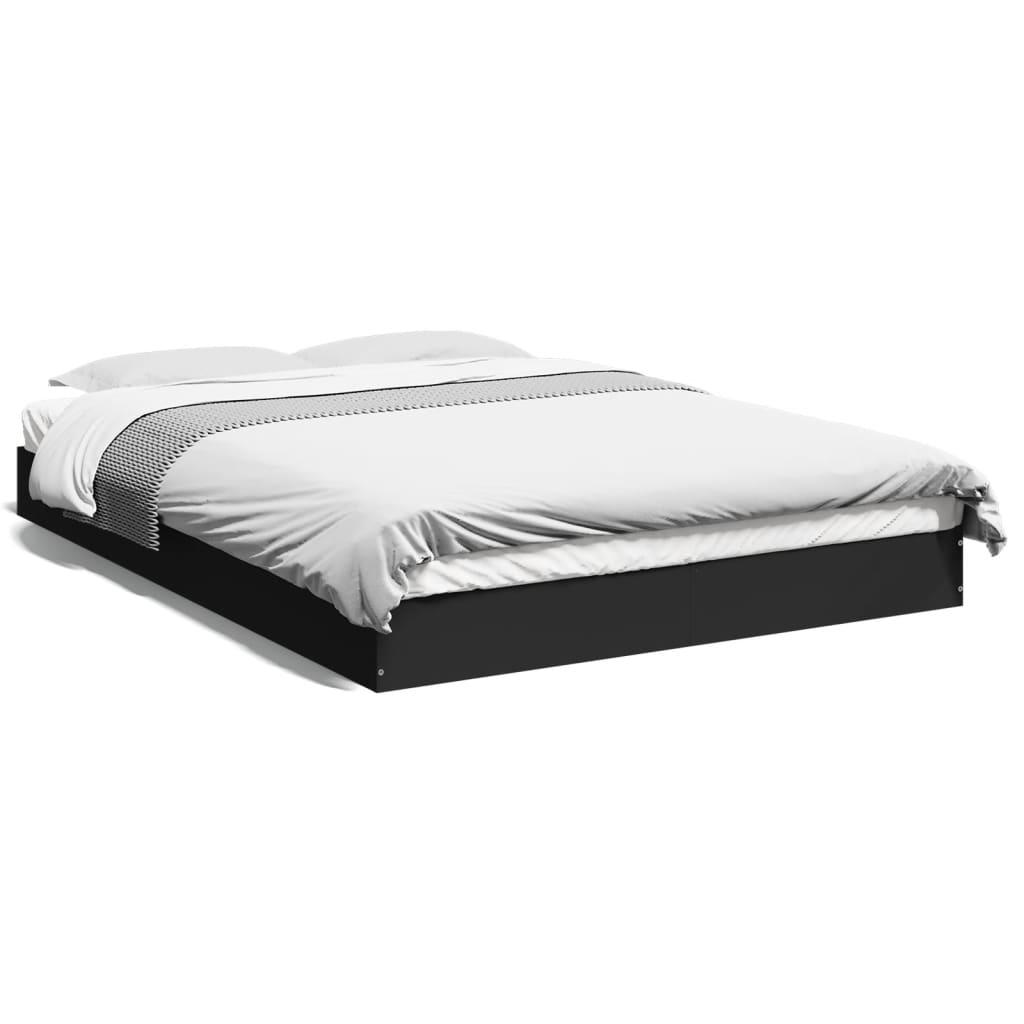 Sengestel 140x200 cm massivt træ sort