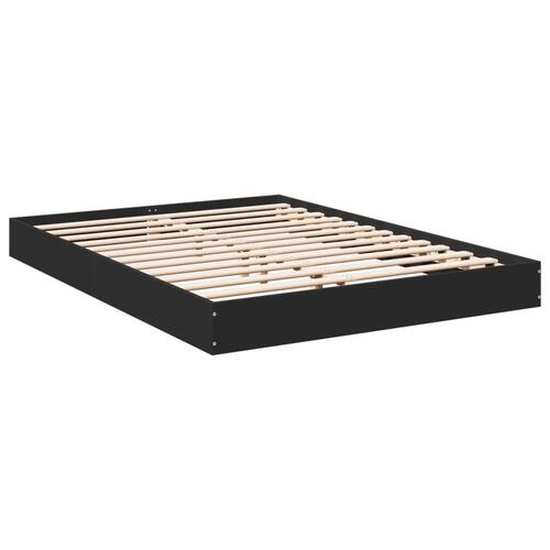 Sengestel 140x200 cm massivt træ sort