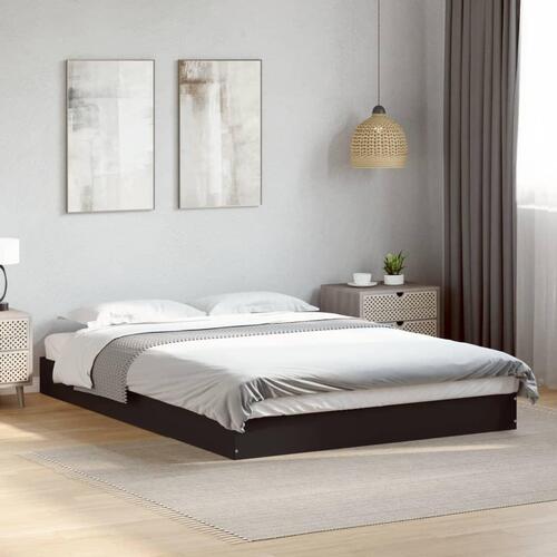 Sengestel 140x200 cm massivt træ sort