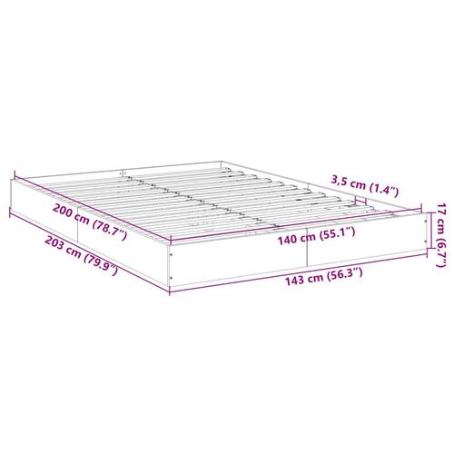 Sengestel 140x200 cm massivt træ sort