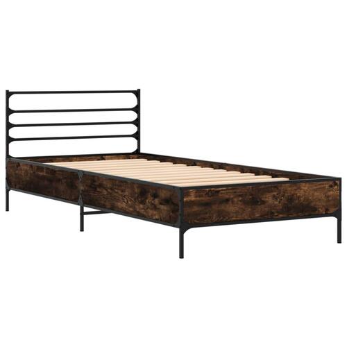 Sengeramme 100x200 cm konstrueret træ og metal røget eg