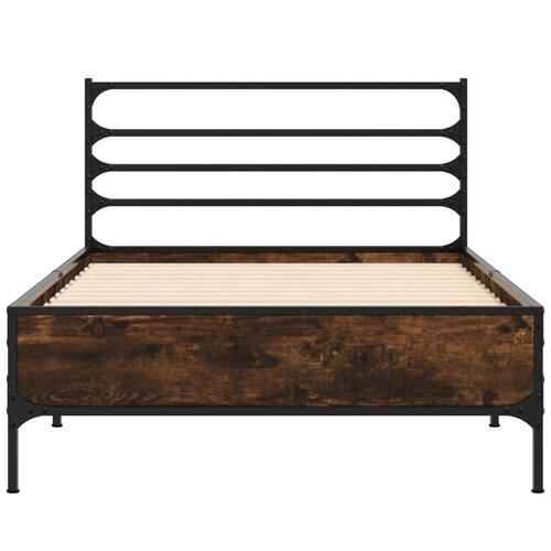 Sengeramme 100x200 cm konstrueret træ og metal røget eg