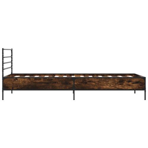 Sengeramme 100x200 cm konstrueret træ og metal røget eg