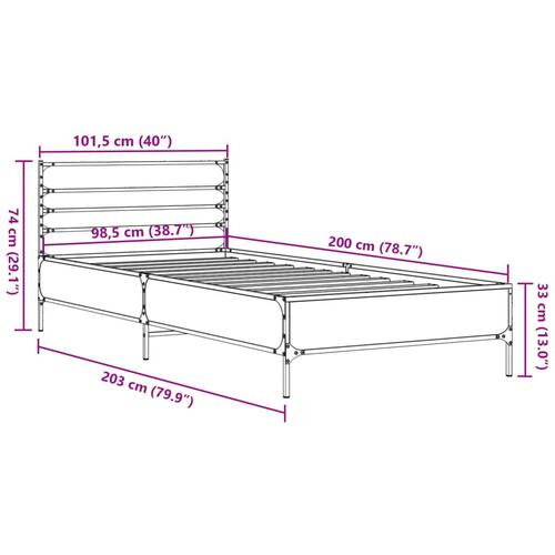 Sengeramme 100x200 cm konstrueret træ og metal røget eg