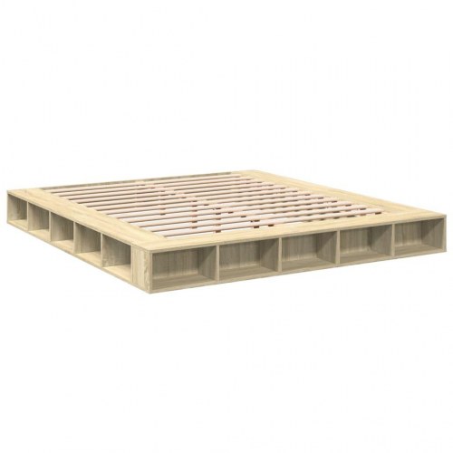 Sengestel 200x200 cm konstrueret træ sonoma-eg