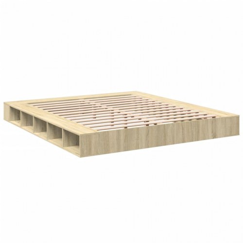 Sengestel 200x200 cm konstrueret træ sonoma-eg