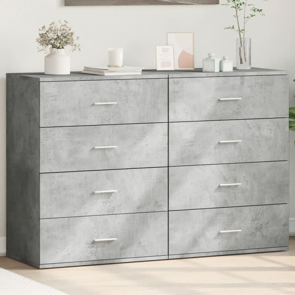 Kommoder 2 stk. 60×39×80 cm i konstrueret træ - betongrå billede