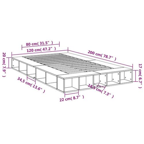 Sengestel 120x200 cm konstrueret træ hvid