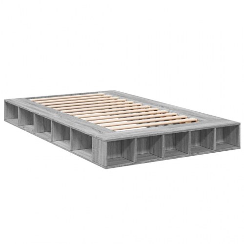 Sengestel med opbevaring 140x190 cm - grå sonoma-eg