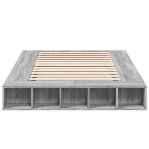 Sengestel med opbevaring 140x190 cm - grå sonoma-eg