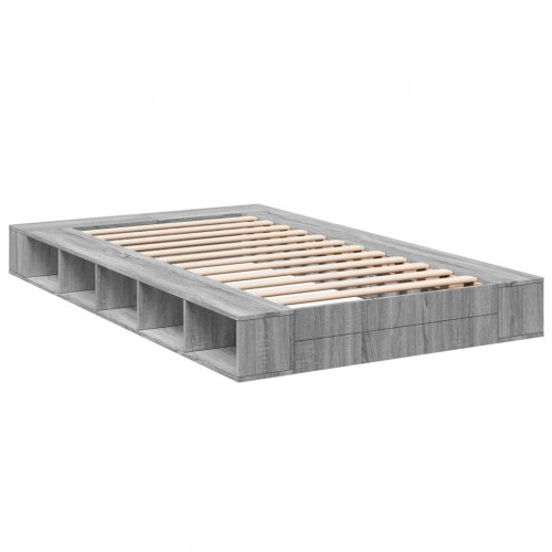 Sengestel med opbevaring 140x190 cm - grå sonoma-eg