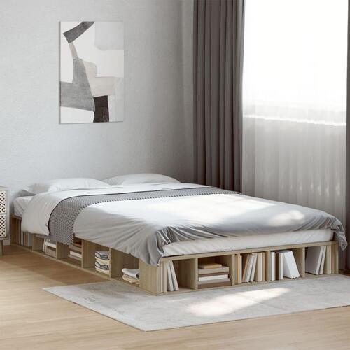 Sengestel 120x190 cm konstrueret træ sonoma-eg