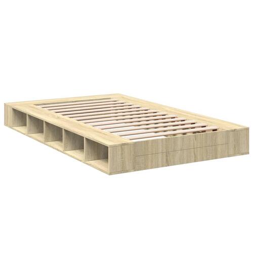 Sengestel 120x190 cm konstrueret træ sonoma-eg