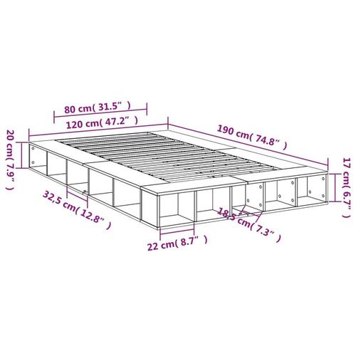 Sengestel 120x190 cm konstrueret træ sonoma-eg