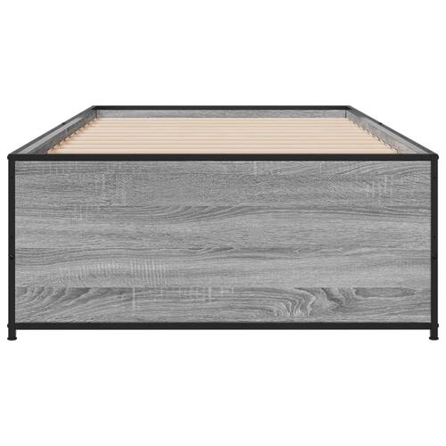 Sengeramme 90x200 cm konstrueret træ og metal grå sonoma-eg