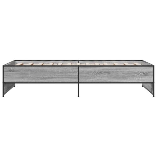 Sengeramme 90x200 cm konstrueret træ og metal grå sonoma-eg