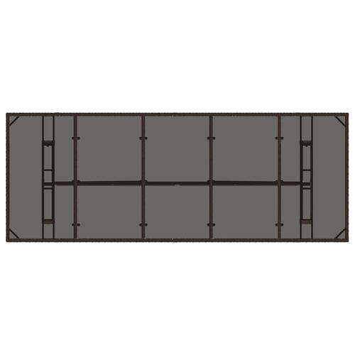 Havebord med glastop 240x90x75 cm polyrattan brun