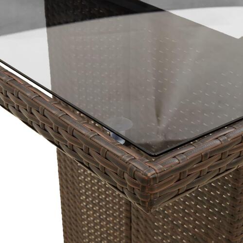 Havebord med glastop 240x90x75 cm polyrattan brun