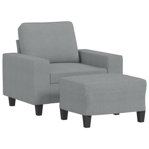 Sofastol med fodskammel 60 cm stof lysegrå