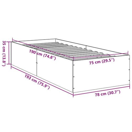 Sengeramme 75x190 cm uden madras konstrueret træ sonoma-eg