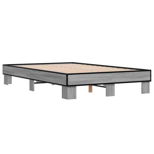 Sengestel 140x200 cm konstrueret træ og metal grå sonoma-eg