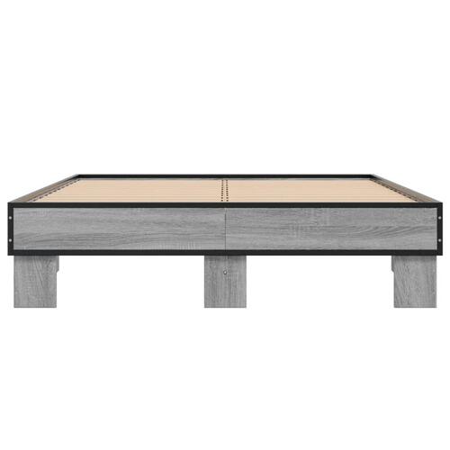 Sengestel 140x200 cm konstrueret træ og metal grå sonoma-eg