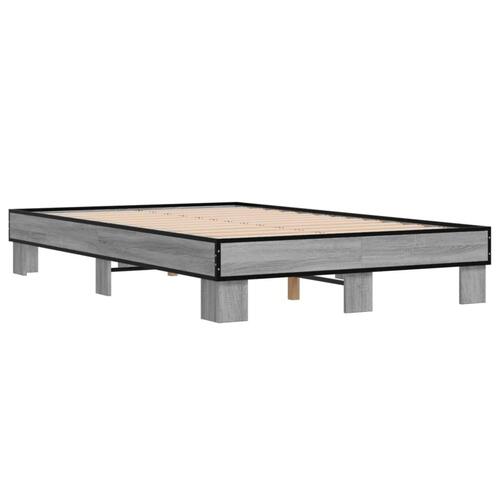 Sengestel 140x200 cm konstrueret træ og metal grå sonoma-eg